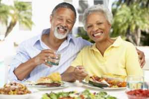 Elderly couple enjoying lunch in Port St. Lucie